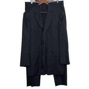 Canali Black Gray Pinstripe Wool 2 Piece Suit Size EU 56L US 46L Made in Italy
